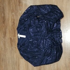 (2XL) NWT LIUMILAC Sequined Jewel Tone Statement Sleeves Top Party Date Night